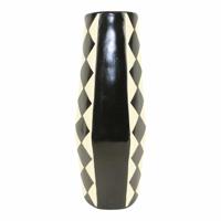 Terracotta Vaas Wit-Zwart Large - thumbnail