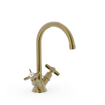 Wastafelmengkraan Tres Clasic Draaibaar 2 Grepen Verouderd Messing Mat Wastafelmengkraan Tres Clasic Draaibaar 2 Grepen Verouderd Messing Mat