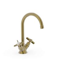 Wastafelmengkraan Tres Clasic Draaibaar 2 Grepen Verouderd Messing Mat - thumbnail