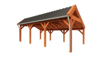 Trendhout Kapschuur De Stee 740x425 cm- Kapschuurdak- Onbehandeld lariks Douglas hout- Trendhout