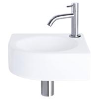 Fonteinset Differnz Cleo 30x30x10 cm Keramiek Wit Met Kraan Gebogen Chroom Differnz - thumbnail