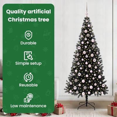 VidaXL Kerstboom met 300 led met standaard zwart 210 cm pvc VidaXL Kerstboom met 300 led met standaard zwart 210 cm pvc