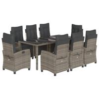 9-delige Tuinset met kussens poly rattan grijs - thumbnail