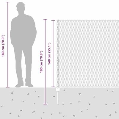 VidaXL Hek met paal zilver 1,4 x 10 m staal