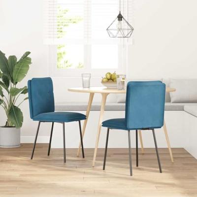 Eetkamerstoelen 2 st fluweel blauw