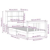 Bed met boekenkast zonder matras massief grenenhout 90x190 cm - thumbnail