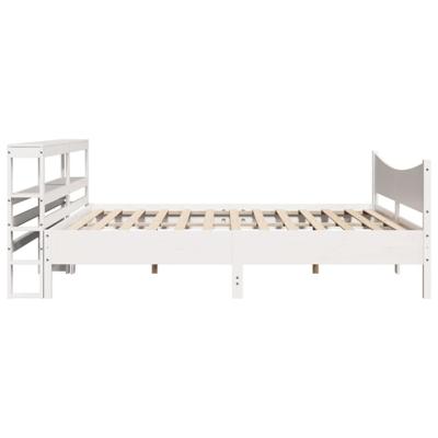 Bedframe met hoofdbord massief grenenhout wit 200x200 cm - thumbnail