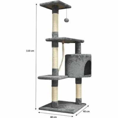 Krabpaal voor Katten Paloma Dark Grijs Polyester Pluche Hout (1 Stuks)