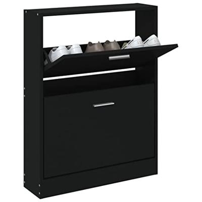 VidaXL Schoenenkast 59x17x81 cm bewerkt hout zwart VidaXL Schoenenkast 59x17x81 cm bewerkt hout zwart