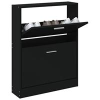 VidaXL Schoenenkast 59x17x81 cm bewerkt hout zwart - thumbnail