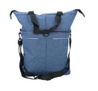 DRESCO enkele fietstas blauw - 18 liter - ook als shopper of schoudertas te gebruiken - extra voorvak - spatwaterdicht polyester - 2 bevestigingshaken - verstelbare schouderriem - verstevigde bodem - reflecterende accenten - afmeting 49x45x18cm - thumbnail