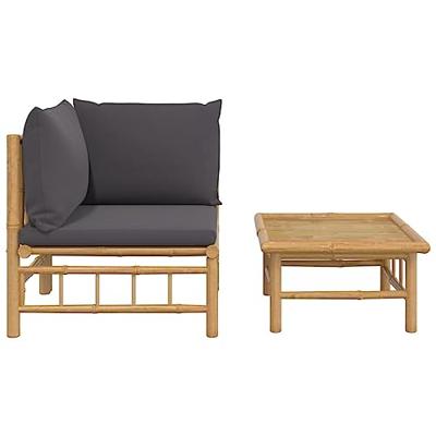 2-delige Loungeset met kussens bamboe donkergrijs - thumbnail
