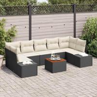 Tuinbankenset met opslag 8 pcs Zwart en Crème poly rattan - thumbnail