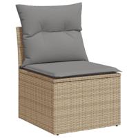 11-delige Loungeset met kussens poly rattan gemengd beige - thumbnail