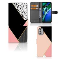 Nokia G42 | Book Case | Zwart Roze Vormen - thumbnail