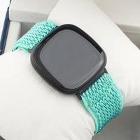 Fitbit Versa 3/4 & Sense 1/2 Nylon loop bandje - Mintgroen - thumbnail