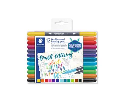 Staedtler brushpen Brush letter duo, doos van 12 stuks in geassorteerde kleuren