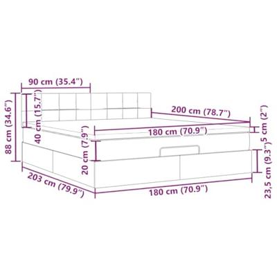 Ottoman bed met matras 180x200cm stof lichtgrijs
