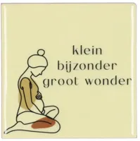 Daan Kromhout Design tegeltje keramiek klein bijzonder groot wonder 10x10cm beige - thumbnail