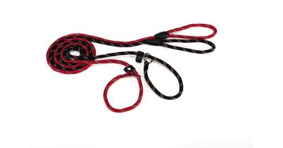 Hondenriem van rond nylon sliplijn 170cm x 8mm zwart Hondenriem van rond nylon sliplijn 170cm x 8mm zwart