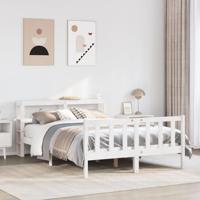 Bedframe zonder matras massief grenenhout wit 150x200 cm - thumbnail