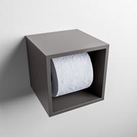 MONDIAZ Easy Toiletrolhouder CUBE 160 solid surface 16x16cm kleur Dark grey. Geschikt voor op en inbouw. - thumbnail