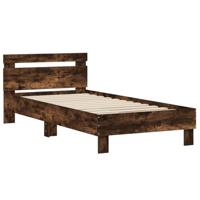Bedframe met hoofdbord en LED gerookt eikenkleurig 75x190 cm - thumbnail