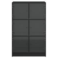 Hoge kast met deuren 68x37x109 cm bewerkt hout zwart - thumbnail