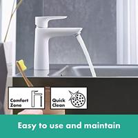 Wastafelmengkraan Talis E HansGrohe 110 Eengreeps CoolStart Zonder Afvoer Mat Wit - thumbnail