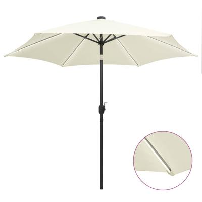 VidaXL Parasol met led-verlichting en aluminium paal 300 cm zandwit