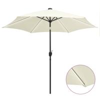 VidaXL Parasol met led-verlichting en aluminium paal 300 cm zandwit - thumbnail