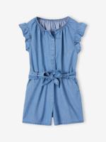 Lichte denim jumpsuit met ruche mouwen voor meisjes stone - thumbnail