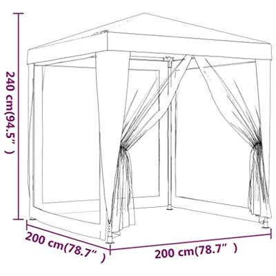 VidaXL Partytent met 4 mesh zijwanden 2x2 m wit - thumbnail