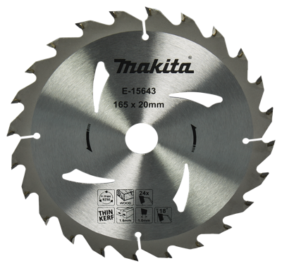 Makita Accessoires Cirkelzaagblad Hout | 165x20x1,6 24T 18g - E-15643 - E-15643