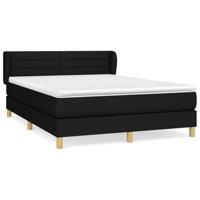 Boxspring met matras stof zwart 140x190 cm - thumbnail