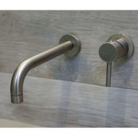 Inbouw Wastafelmengkraan Wandbevestiging Luca Sanitair Bongio Geborsteld Nikkel 22 cm Luca Sanitair - thumbnail