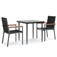 3-delige Tuinset textileen en staal zwart - thumbnail