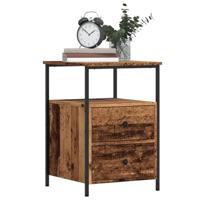Nachtkastjes 2 st 34x35,5x50 cm bewerkt hout oud houtkleurig - thumbnail