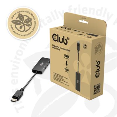 club3D CSV-7330 DisplayPort / Micro-USB / HDMI Adapter [2x DisplayPort stekker, Micro-USB - 3x HDMI-bus] Zwart 14 cm