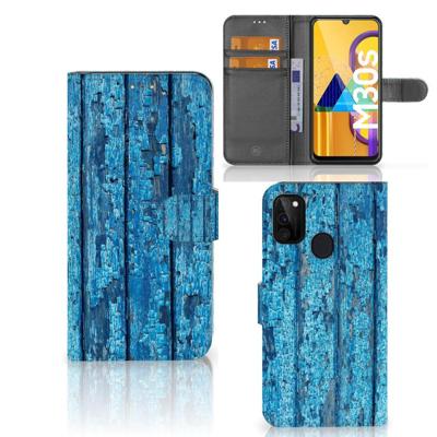 Samsung Galaxy M21 | M30s | Book Style Case | Wood Blue Samsung Galaxy M21 | M30s | Book Style Case | Wood Blue