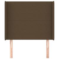 Hoofdbord met randen 93x16x118/128 cm stof donkerbruin - thumbnail