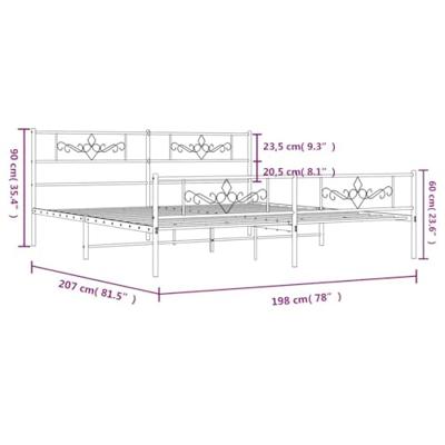 Bedframe met hoofd- en voeteneinde metaal zwart 193x203 cm Bedframe met hoofd- en voeteneinde metaal zwart 193x203 cm