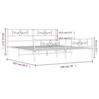 Bedframe met hoofd- en voeteneinde metaal zwart 193x203 cm - thumbnail