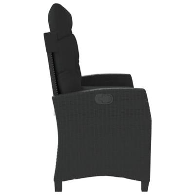 Tuinbankje verstelbaar met kussens poly rattan zwart