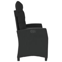 Tuinbankje verstelbaar met kussens poly rattan zwart - thumbnail