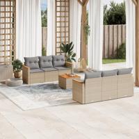 7-delige Loungeset met kussens poly rattan beige - thumbnail