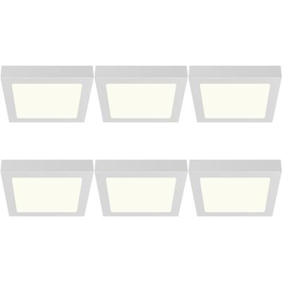 LED Downlight Opbouwspot - LED Paneel Slim 6 Stuks - Brinton Thin - 24W 2400lm 120° Bundelhoek - Natuurlijk Wit 4000K - IP40 - Vierkant - Wit - 272x272mm
