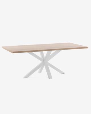 Kave Home Eettafel 'Argo' wit / hout, 180 x 100cm Kave Home Eettafel 'Argo' wit / hout, 180 x 100cm