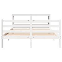 Bedframe zonder matras massief grenenhout wit 140x190 cm - thumbnail