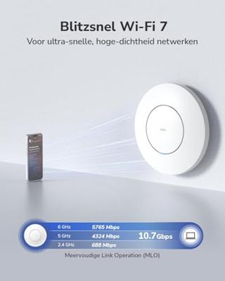 Cudy BE11000 Tri-Band Wi-Fi 7 draadloos toegangspunt, 1 x 10 GB SFP+-poort, 2.5G PoE-in, Cudy APP Control en Mesh, PoE/DC aangedreven, AP11000
